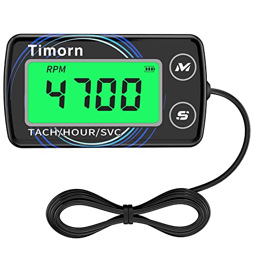 Timorn Small Engine Tachometer Hour Meter: Timorn Digital Inductive Waterproof Tiny Tach Meter & RPM Meter & HR Meter for Dirt Bike | Chainsaw | Lawn Mower | Generator Motorcycle Boat Marine Outboard - Image 1