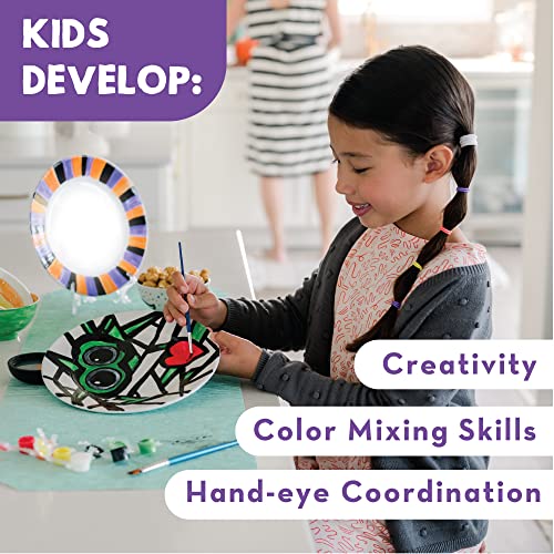 MindWare Paint Your Own Porcelain Plates - Kit Includes 2 Porcelain Plates, 12 Paints, 2 Paint Brushes, and 2 Stands - Image 5