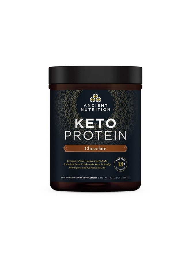 Ancient Nutrition Keto Protein Powder, KetoPROTEIN with Fats from Bone Broth and MCT Oil, Chocolate, 18g Protein 10g Fat Per Serving, Gluten Free, Low Carb, Paleo Friendly, 17 Servings