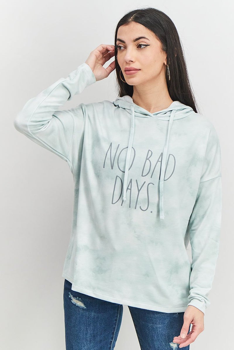 Rae Dunn Women Hooded With Drawstrings Graphic Sweatshirt, Pale Sage - Image 1