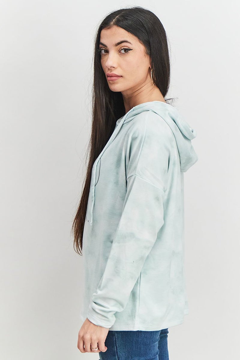 Rae Dunn Women Hooded With Drawstrings Graphic Sweatshirt, Pale Sage - Image 3