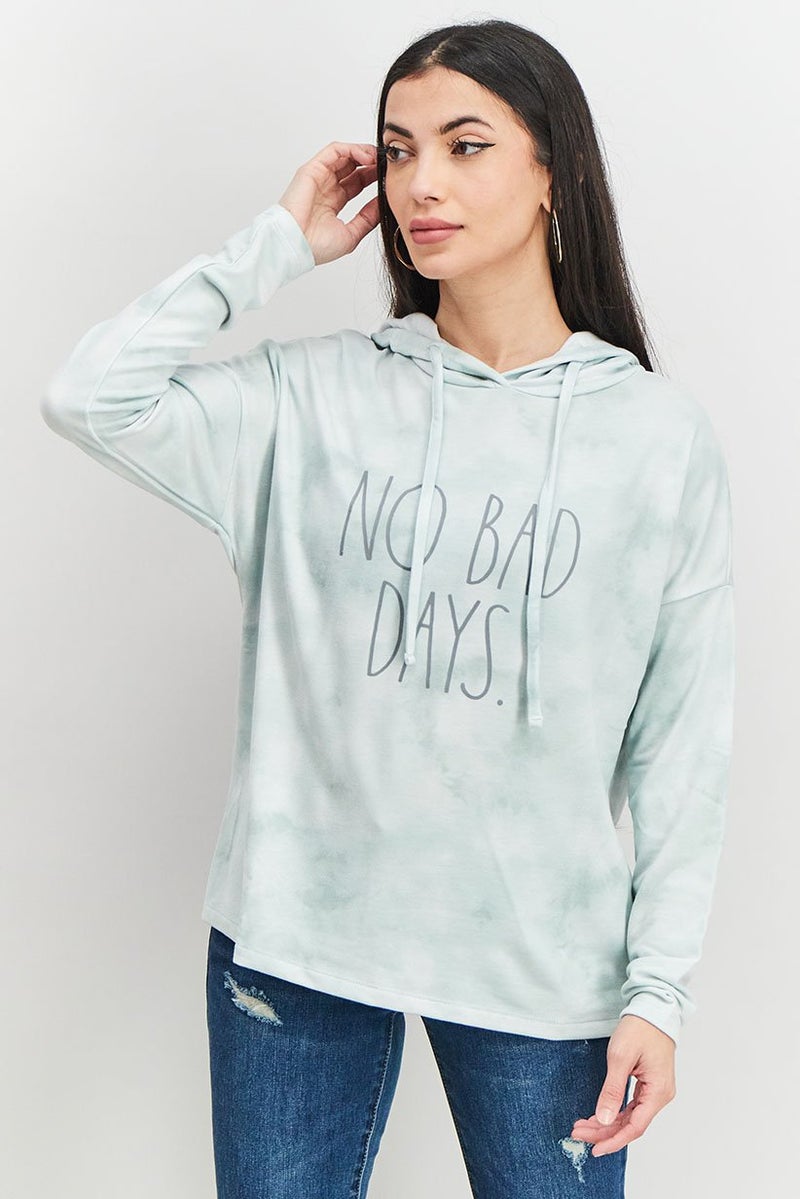 Rae Dunn Women Hooded With Drawstrings Graphic Sweatshirt, Pale Sage - Image 2