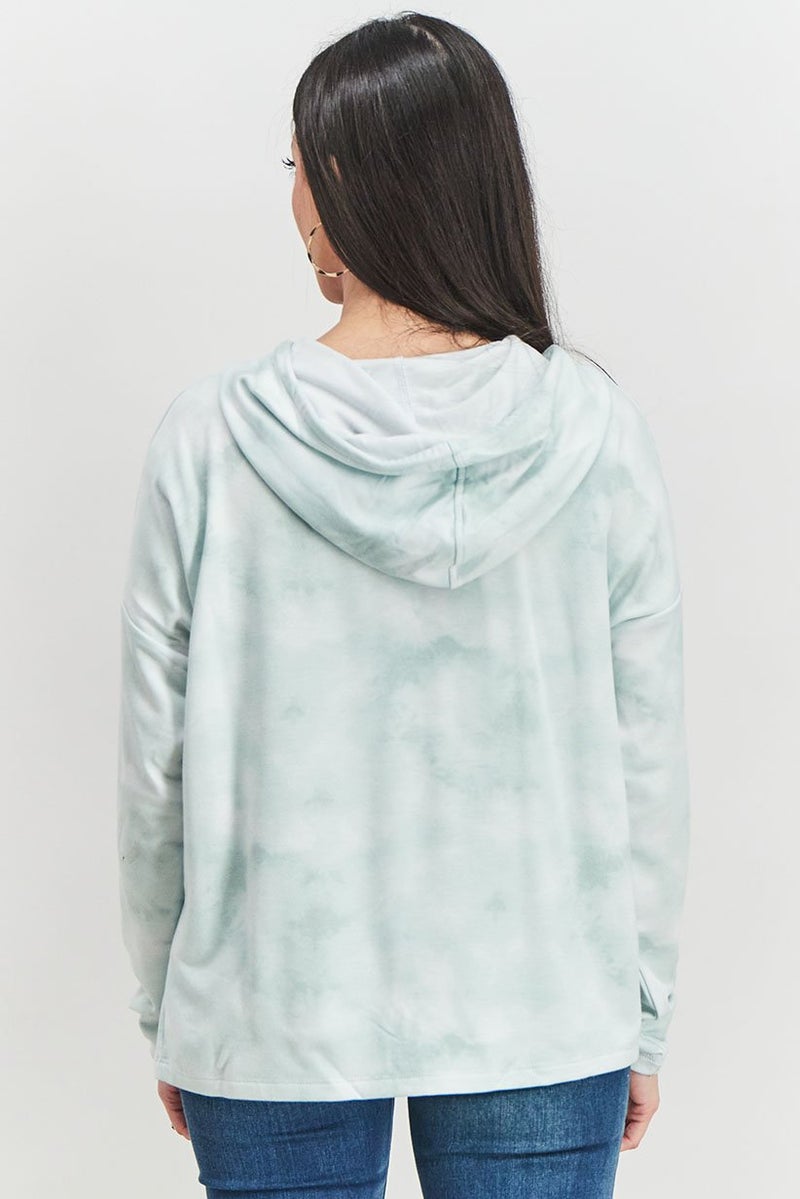 Rae Dunn Women Hooded With Drawstrings Graphic Sweatshirt, Pale Sage - Image 4
