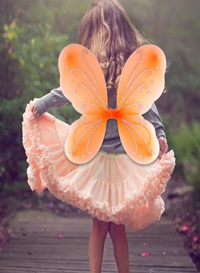Dushi Orange Butterfly Fairy Wings - Sparkle Princess Angel Wings Cosplay for Girls - Halloween, Christmas, Birthday Party Favor Gift - Image 3