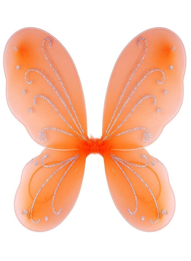Dushi Orange Butterfly Fairy Wings - Sparkle Princess Angel Wings Cosplay for Girls - Halloween, Christmas, Birthday Party Favor Gift - Image 1