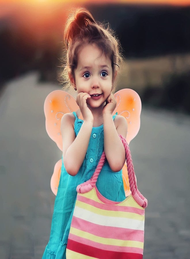 Dushi Orange Butterfly Fairy Wings - Sparkle Princess Angel Wings Cosplay for Girls - Halloween, Christmas, Birthday Party Favor Gift - Image 4