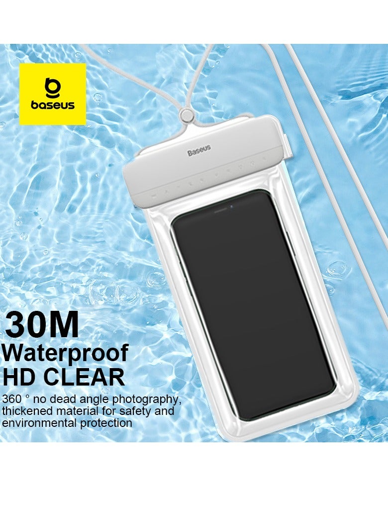AquaGlide Waterproof Phone Case, IPX8 Certified 30M Waterproof Phone Pouch Waterproof Cell Phone Case Fit for Big Phones up to 7.2" For iPhone 15 Pro Max/Plus/14/13/12/Samsung/S24/S23 Ultra- White