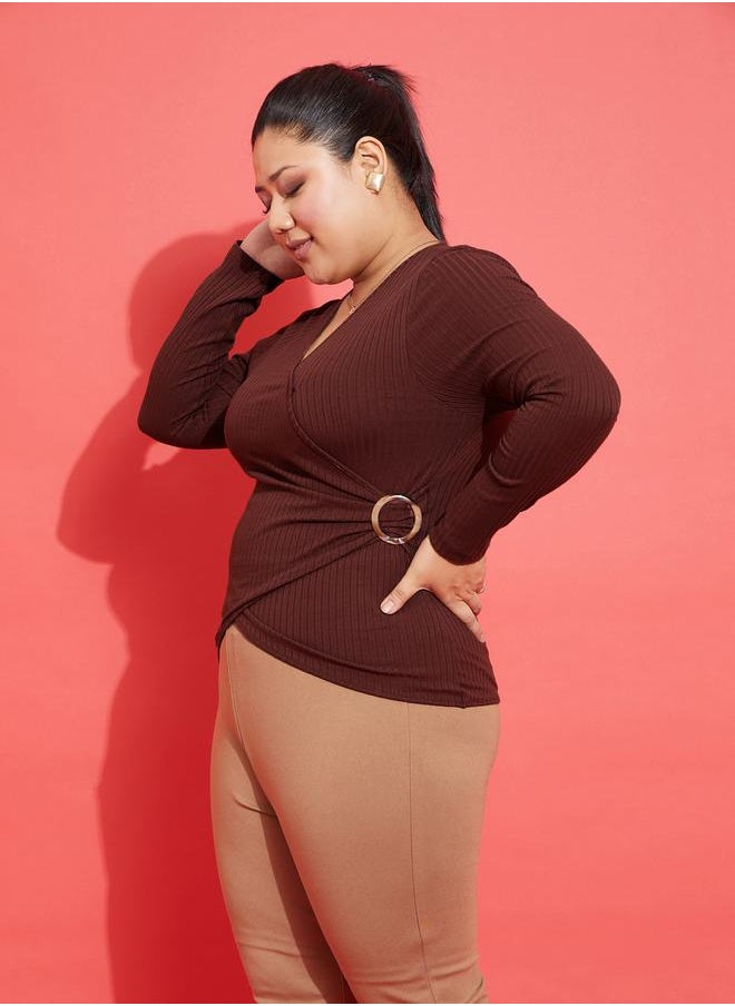 SASSAFRAS - Rib Side Buckle Detail Long Sleeve Top by Styli - Image 1