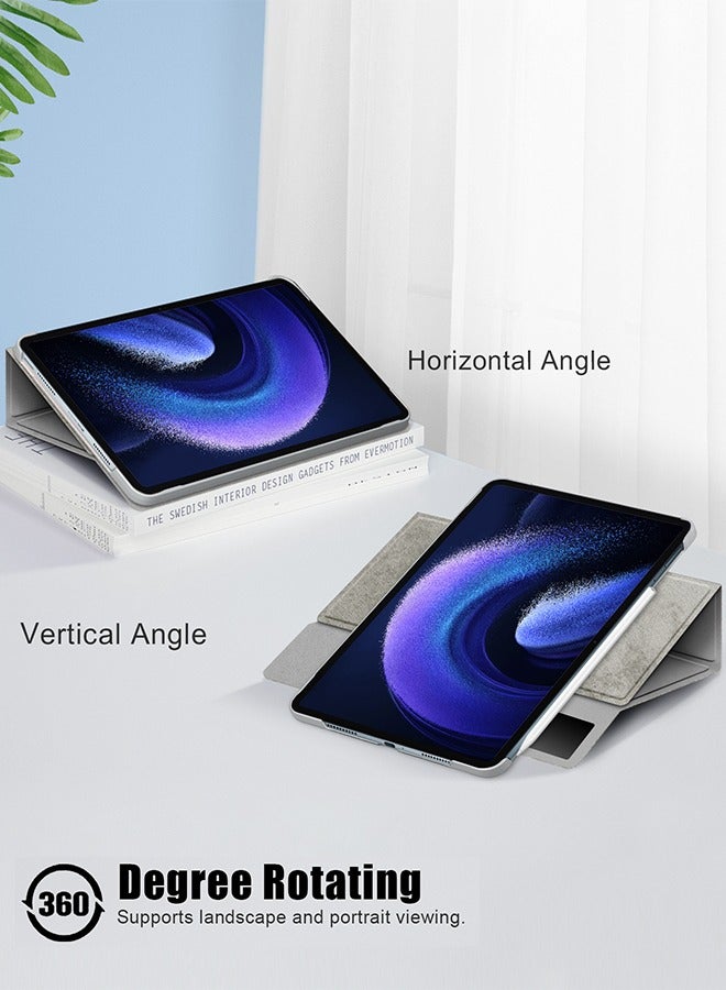 جراب لهاتف Xiaomi mi Pad 6 / 6pro 11 بوصة ، زوايا مشاهدة متعددة ، غطاء ذكي من جلد البولي يوريثان متعدد الوظائف مع ميزة إيقاظ النوم التلقائي ، جراب قلاب نحيف لهاتف Xiaomi Pad 6 / 6pro  ،رمادي - Image 5