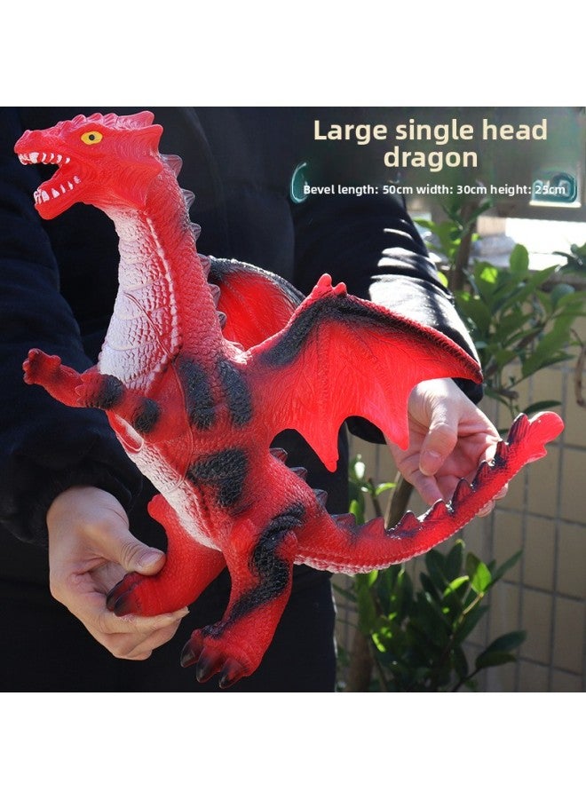 Large Soft Plastic Dinosaur Toy Electric Sound Children's Simulation Plastic Vinyl Tyrannosaurus Rex Animal Model Manufacturers Wholesale-Color:Red Single-headed Dragon 50cm-[Ordinary Edition] Dinosaur Calls - Image 1