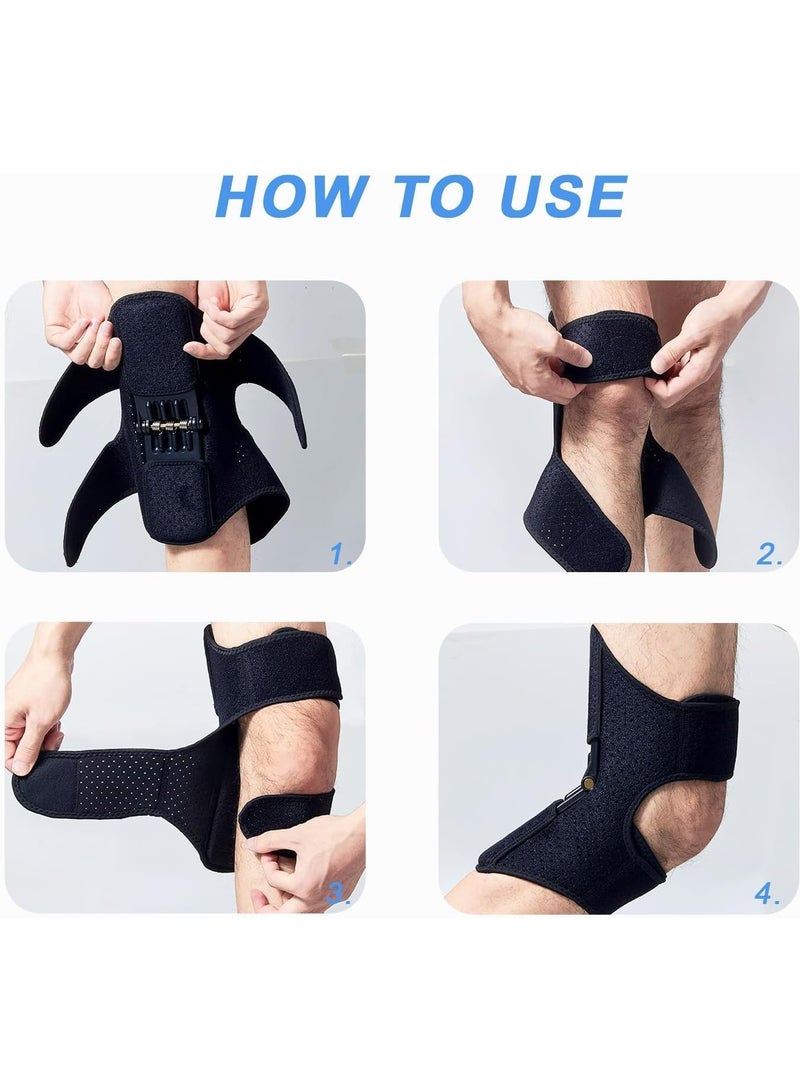 عام دعامات دعم المفاصل للركبة المحدثة، عبوة من 2 دعامات ركبة للرجال والنساء، مثبتات ركب نابضية قوية مع خاصية الارتداد غير القابل للانزلاق لتخفيف ألم الركبة، تمزق الغضروف، والتمارين الرياضية - Image 4