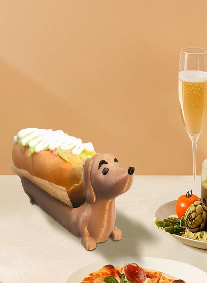 PKRFCJ 2 Pcs Dachshund Hot Dog Holder, Funny Hot Dogs Sushi Serving Tray, Cute Sandwich Tray, Multifunctional Snack and Deli Platter, Sturdy Base, Home Decoration (Brown) - Image 2