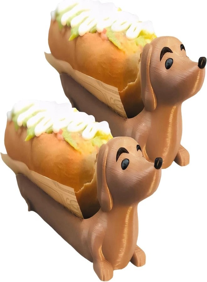 PKRFCJ 2 Pcs Dachshund Hot Dog Holder, Funny Hot Dogs Sushi Serving Tray, Cute Sandwich Tray, Multifunctional Snack and Deli Platter, Sturdy Base, Home Decoration (Brown) - Image 1