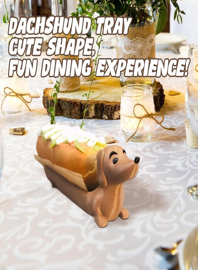 PKRFCJ 2 Pcs Dachshund Hot Dog Holder, Funny Hot Dogs Sushi Serving Tray, Cute Sandwich Tray, Multifunctional Snack and Deli Platter, Sturdy Base, Home Decoration (Brown) - Image 4