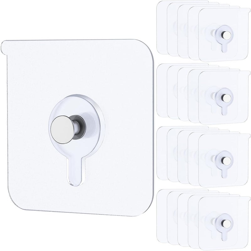 Uniclife 20 Pcs Adhesive Picture Hooks 20 lbs Max 2.2”Load No Drill Screw Stickers Heavy Duty Picture Hangers Without Nails No Nail Wall Hooks for Hanging Frame Hanger Sticky Hook for Bathroom Kitchen - Image 1