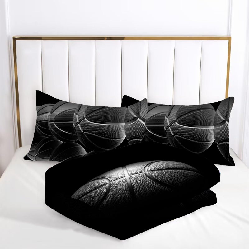 kxry Black Basketball Bedding Twin Size for Boys Kids Teens 3D Basketball Sports Comforter Sets Black and Grey Quilt 1 Comforter + 1 Pillow Case - Image 4