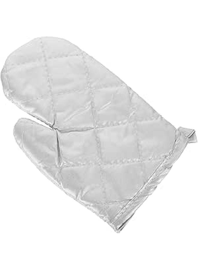 Silver Heat Resistant Oven Gloves Microwave Safe Kitchen Baking Mitts - Image 1