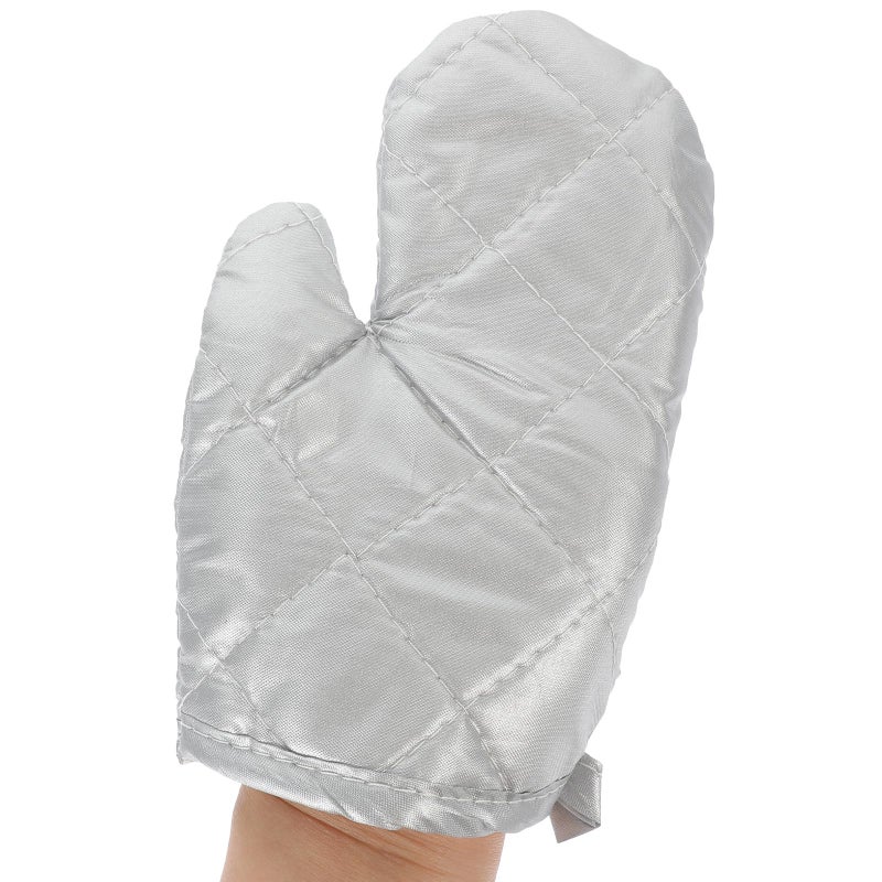Silver Heat Resistant Oven Gloves Microwave Safe Kitchen Baking Mitts - Image 5