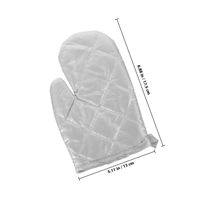 Silver Heat Resistant Oven Gloves Microwave Safe Kitchen Baking Mitts - Image 3