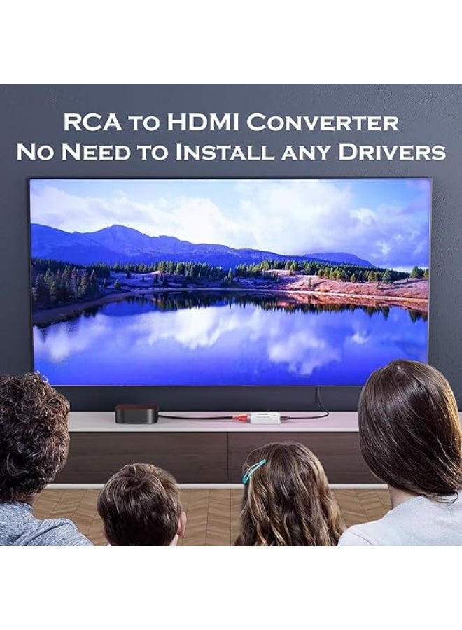 محول RCA إلى HDMI – محول AV إلى HDMI بدقة 1080p مع كابل طاقة USB، يدعم بلايستيشن وDVD وأجهزة العرض (أبيض)  - Image 4