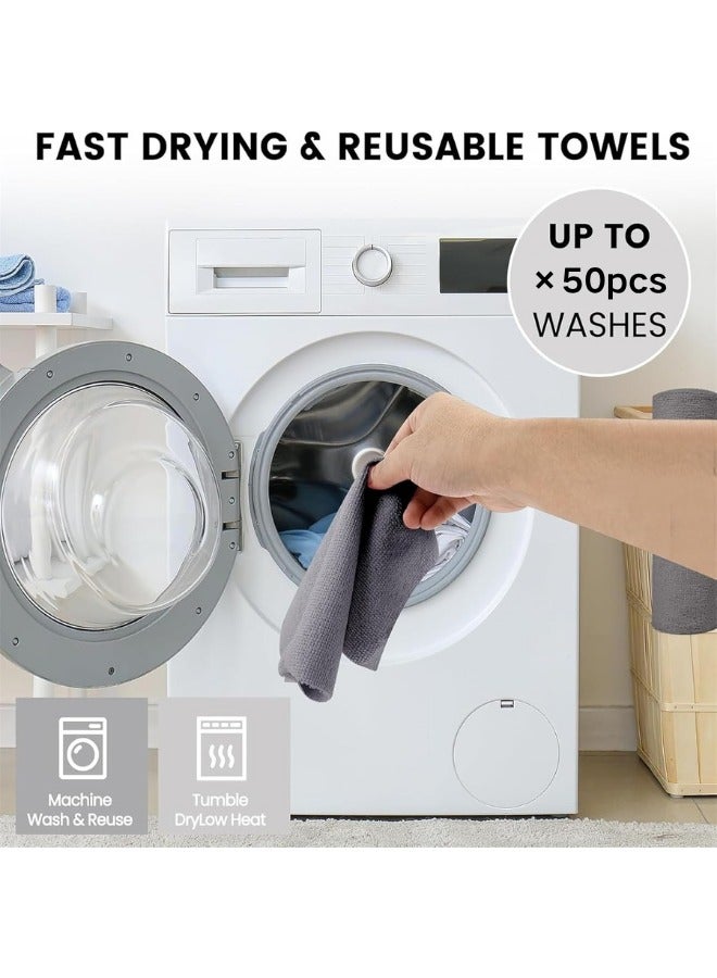 50 reusable microfiber cleaning cloths - washable towel cloths, highly absorbent, lint free, multi-purpose kitchen towel rolls for cleaning  - Image 4