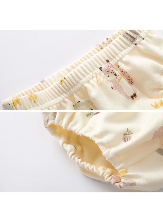 PureBorn Baby Toddler Girl Dress with Bloomer Short and Long Sleeve Playwear Dress with Diaper Cover, Animals Forest Beige, 12-18 Months - Image 5