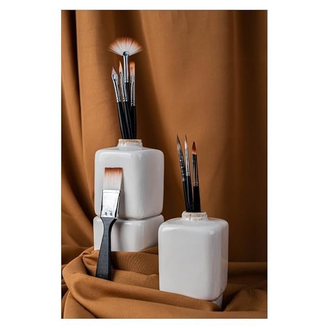 ARTISTERY Handmade Professional Artist Painting Brush Set for Acrylic, Watercolor, & Gouache Painting (8 Assorted Brushes)(Wood)  - Image 4