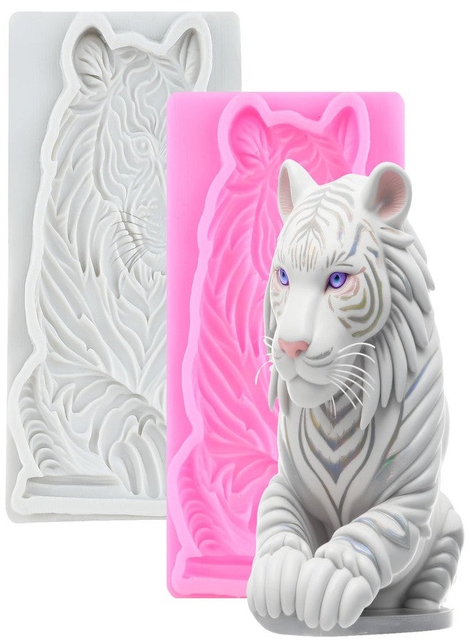 RFGHAC Tiger Fondant Molds Tiger Silicone Chocolate Mold for Cake Decorating Cupcake Topper Chocolate Candy Gum Paste Polymer Clay Set Of 2 - Image 1