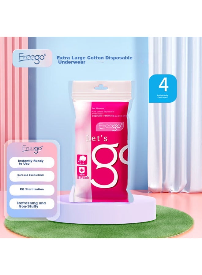 Free Go Freego Women's Disposable Underwear, Pure Cotton, Sterilized, No-wash, Daily-use, For Pregnant Women, Menstrual Period, Travel, 5-pack, Women's White, 3xl  - Image 1