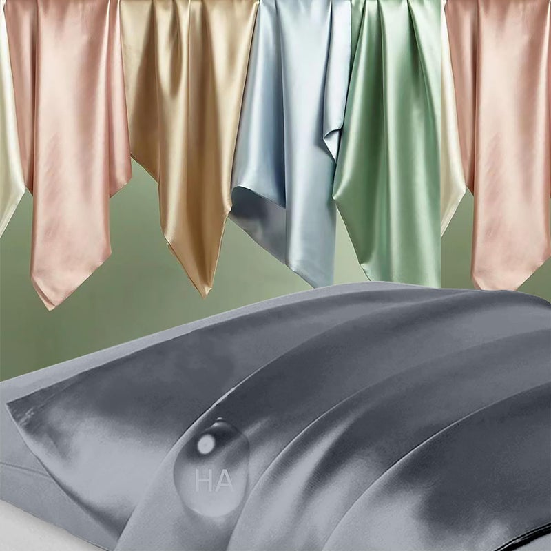 DKBslik Mulberry Silk Pillow Cases Standard Size  Silk Pillowcase For Hair And Skin  Both Sides Natural Silk Satin Pillowcase For Sleeping Women With Zipper  Gifts For Women Men  Space Grey - Image 2