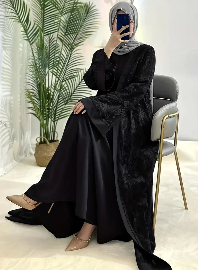 Take Two Black Lace Abaya with Inner Dress Set