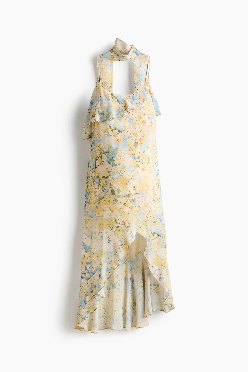 H&M  MAMA Flounced chiffon dress with scarf for Women | Best Price UAE