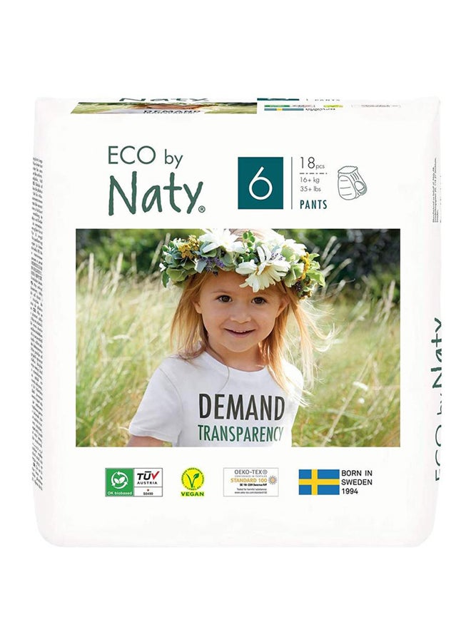 إيكو من ناتي حفاضات كلوت قابلة للسحب للتدريب على الذهاب للمرحاض، حجم 6، للأطفال بوزن 16 كجم وما فوق - 18 حفاضة - Image 1