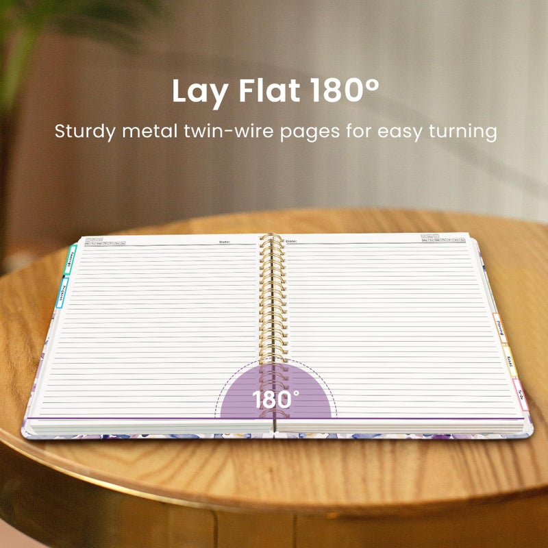 Taja Large Spiral Lined Notebooks for Work with Removable Dividers & Tabs, 8.5"x11" Pretty Hardcover 5 Subject Notebook Journal for Women, College Ruled, Perfect for Study & Office Organization, 280 Pages,Purple Blocks - Image 5