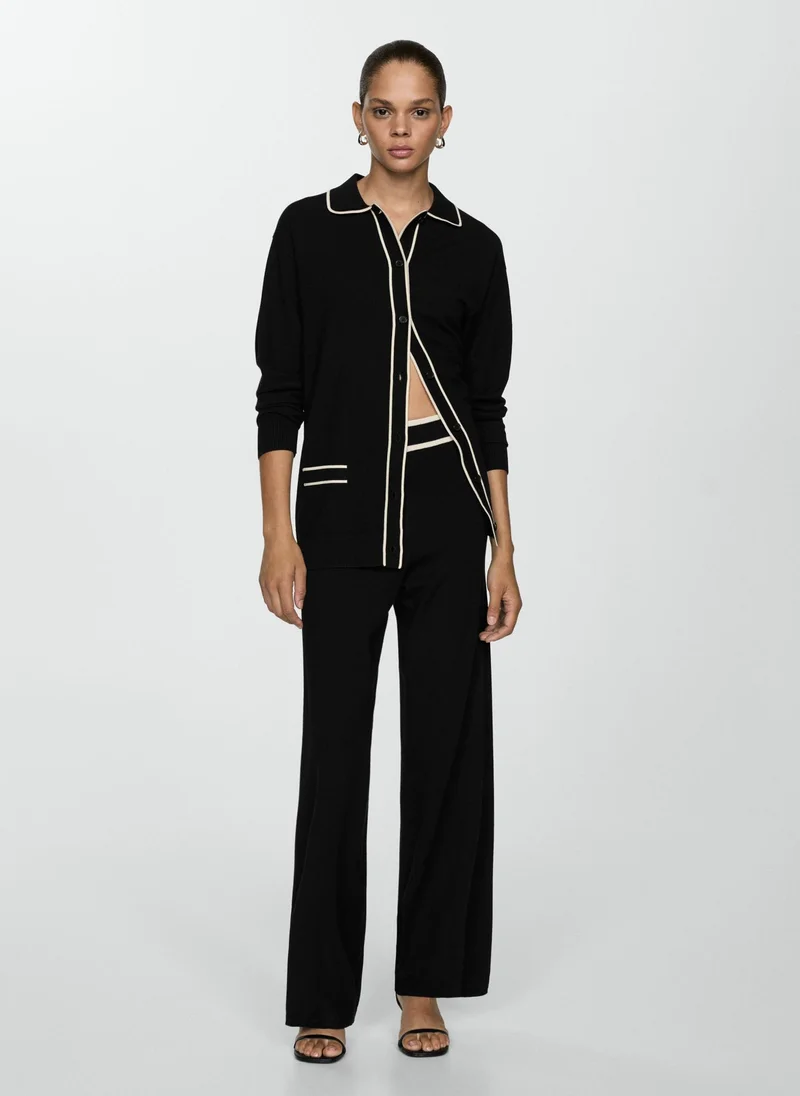مانجو Contrast Trims Oversized Cardigan