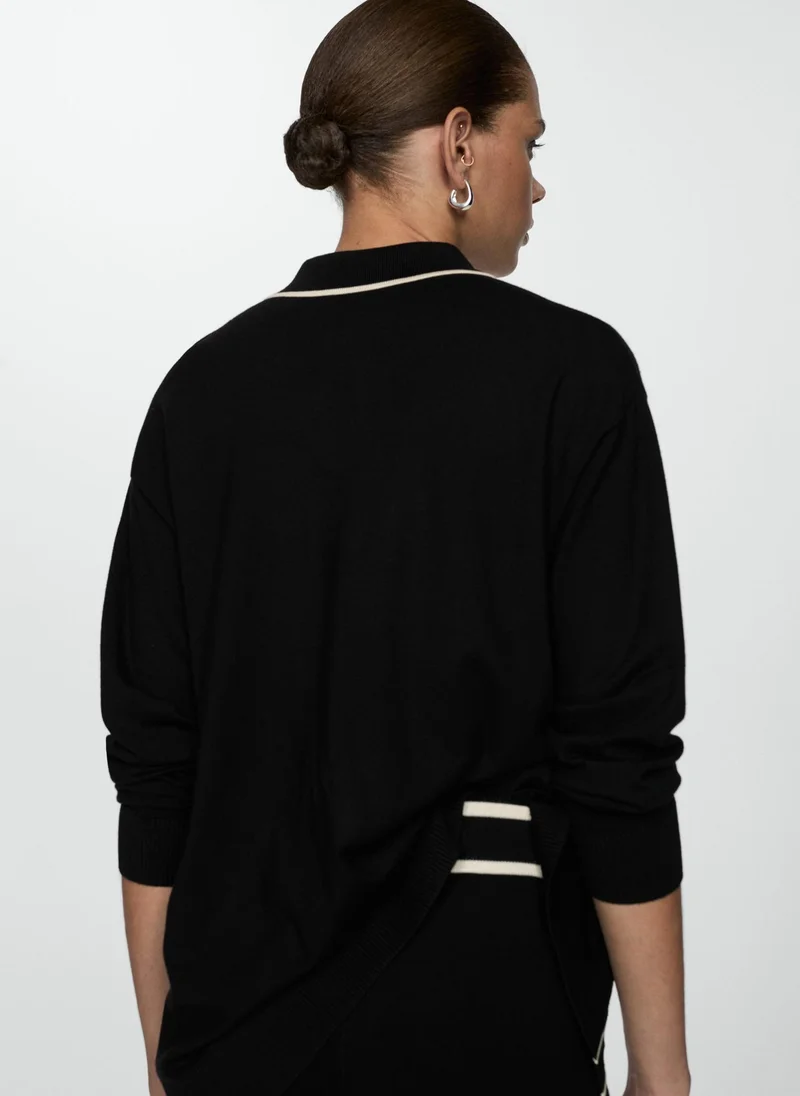 مانجو Contrast Trims Oversized Cardigan