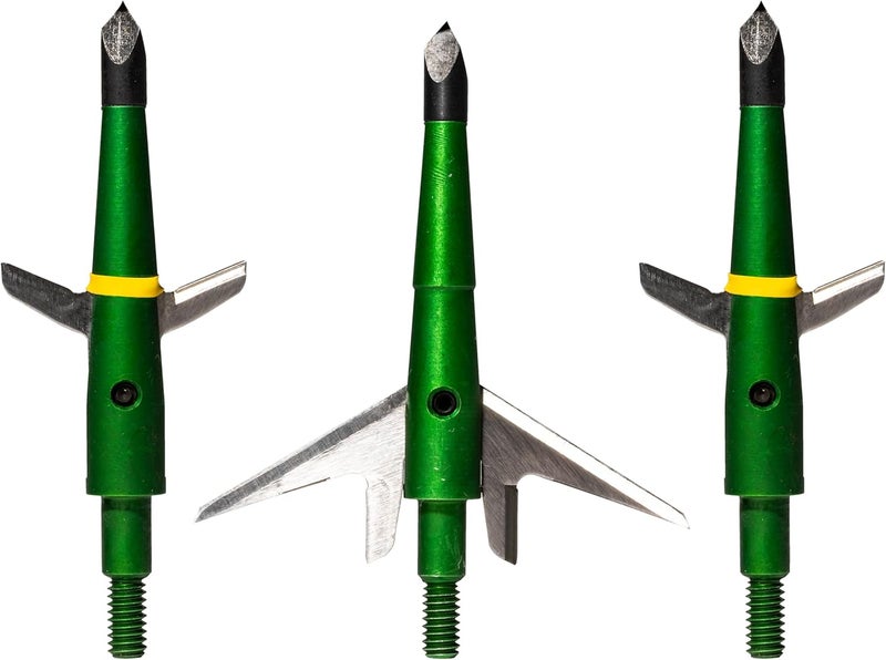Swhacker Store #207 Broadheads, 100 Grain, 2.0″ Cut, Green, 3-Pack | 2-Blade Hunting Broadheads with Practice-Ready Accuracy - Image 1
