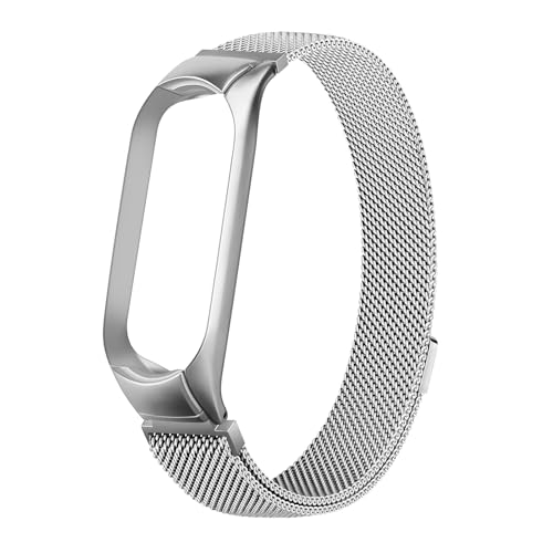 Tobfit Magnetic Strap Compatible for Xiaomi Mi Band 4 / Mi Band 3, Stainless Steel Chain Strap with Magnetic Buckle, Sport Replacement watchstrap for Women Men (Silver) - Image 1