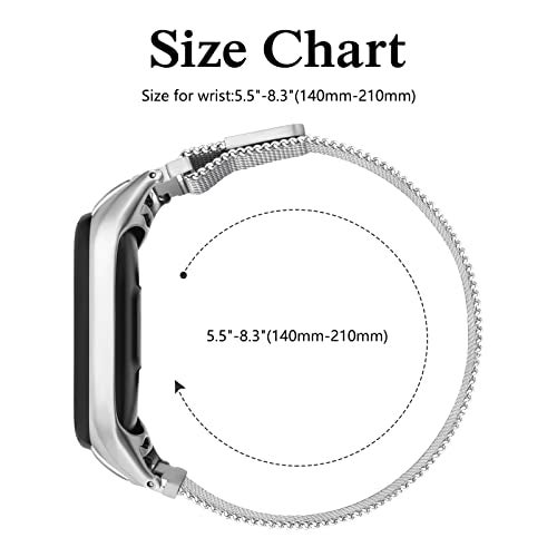 Tobfit Magnetic Strap Compatible for Xiaomi Mi Band 4 / Mi Band 3, Stainless Steel Chain Strap with Magnetic Buckle, Sport Replacement watchstrap for Women Men (Silver) - Image 5