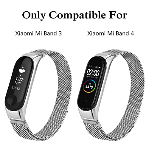 Tobfit Magnetic Strap Compatible for Xiaomi Mi Band 4 / Mi Band 3, Stainless Steel Chain Strap with Magnetic Buckle, Sport Replacement watchstrap for Women Men (Silver) - Image 4
