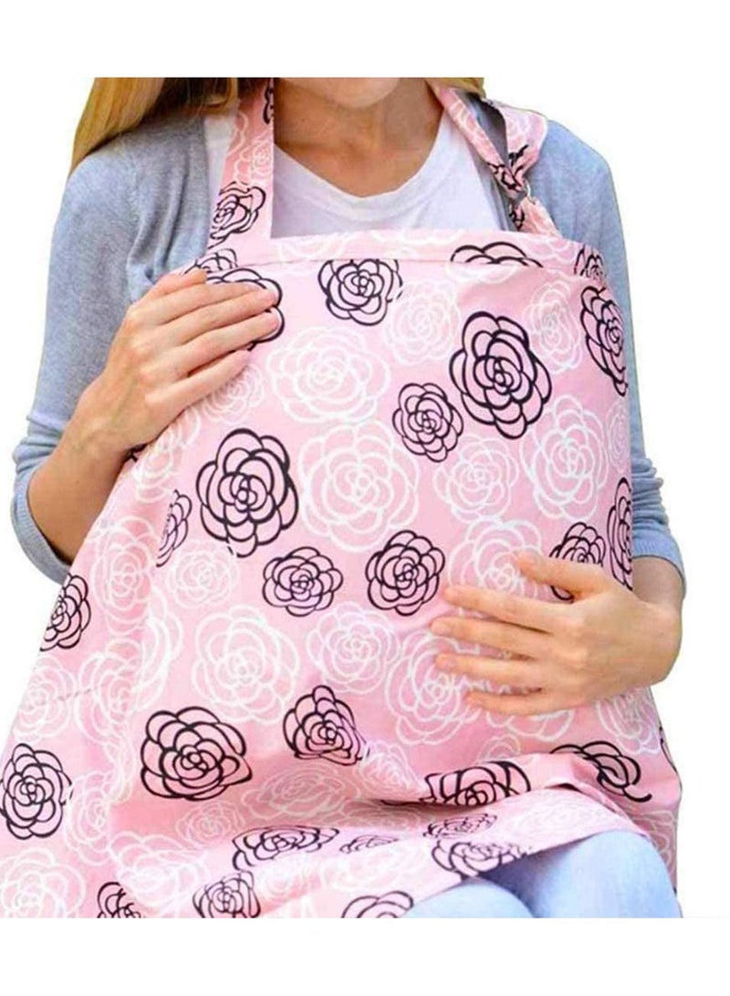 KASTWAVE Premium Cotton Nursing Cover, KASTWAVE Nursing Cover for Breastfeeding Mulit-Use Nursing Apron, 360° Coverage Soft No See Through Cotton Lightweight Breathable Adjustable Strap for Mother (Pink) - Image 1