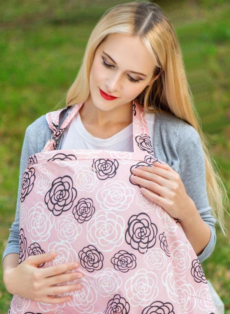 KASTWAVE Premium Cotton Nursing Cover, KASTWAVE Nursing Cover for Breastfeeding Mulit-Use Nursing Apron, 360° Coverage Soft No See Through Cotton Lightweight Breathable Adjustable Strap for Mother (Pink) - Image 4