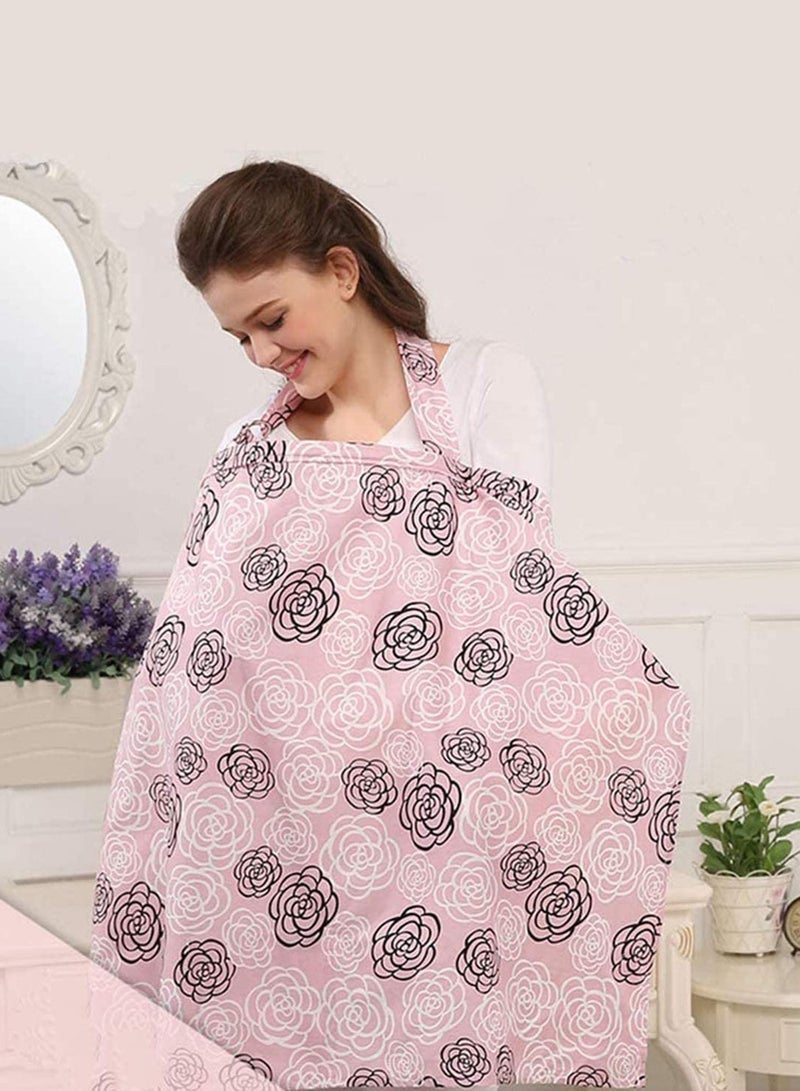 KASTWAVE Premium Cotton Nursing Cover, KASTWAVE Nursing Cover for Breastfeeding Mulit-Use Nursing Apron, 360° Coverage Soft No See Through Cotton Lightweight Breathable Adjustable Strap for Mother (Pink) - Image 3