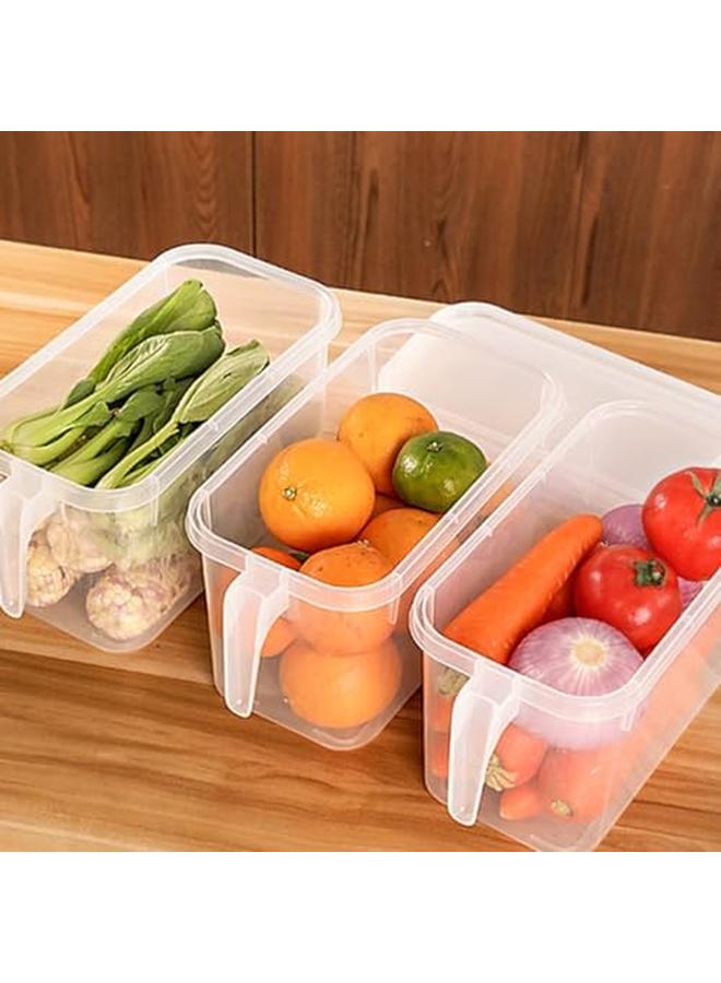 إي سي في في حاويات تخزين طعام كبيرة الحجم للثلاجة سعة 5 لتر، صناديق تنظيم الثلاجة قابلة للتكديس مع أغطية، منظم من البلاستيك الشفاف، مربع إنتاج موفر للفواكه واللحوم النباتية، مجموعة من 4 عبوات - Image 4