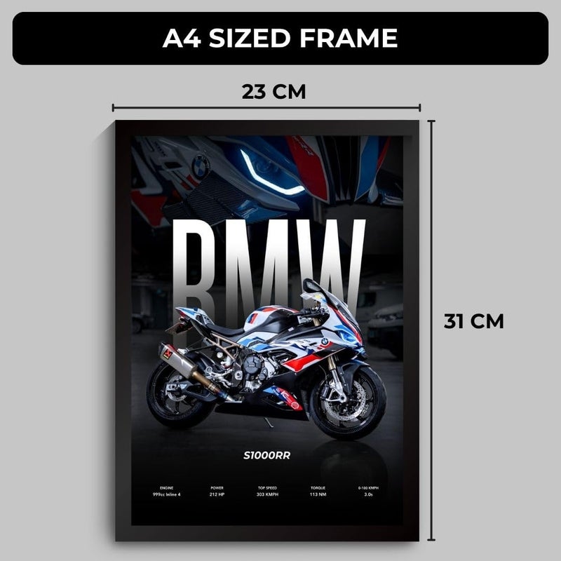 Funk You BMW S1000RR Poster | Superbike BMW Framed Poster | Framed Matt Superbike | Bike Posters A3 Size (31 x 23 cm) | Motorrad Bikes Posters for Wall, Home, Bedroom, Living room decoration | S1000RR - Image 2