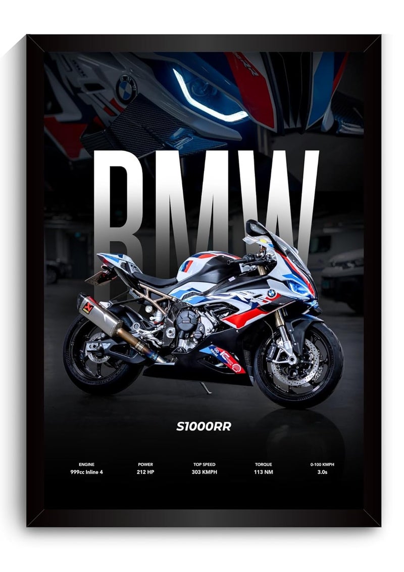 Funk You BMW S1000RR Poster | Superbike BMW Framed Poster | Framed Matt Superbike | Bike Posters A3 Size (31 x 23 cm) | Motorrad Bikes Posters for Wall, Home, Bedroom, Living room decoration | S1000RR - Image 1