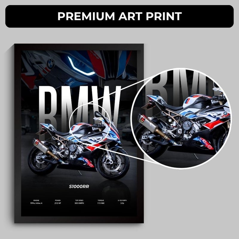 Funk You BMW S1000RR Poster | Superbike BMW Framed Poster | Framed Matt Superbike | Bike Posters A3 Size (31 x 23 cm) | Motorrad Bikes Posters for Wall, Home, Bedroom, Living room decoration | S1000RR - Image 4