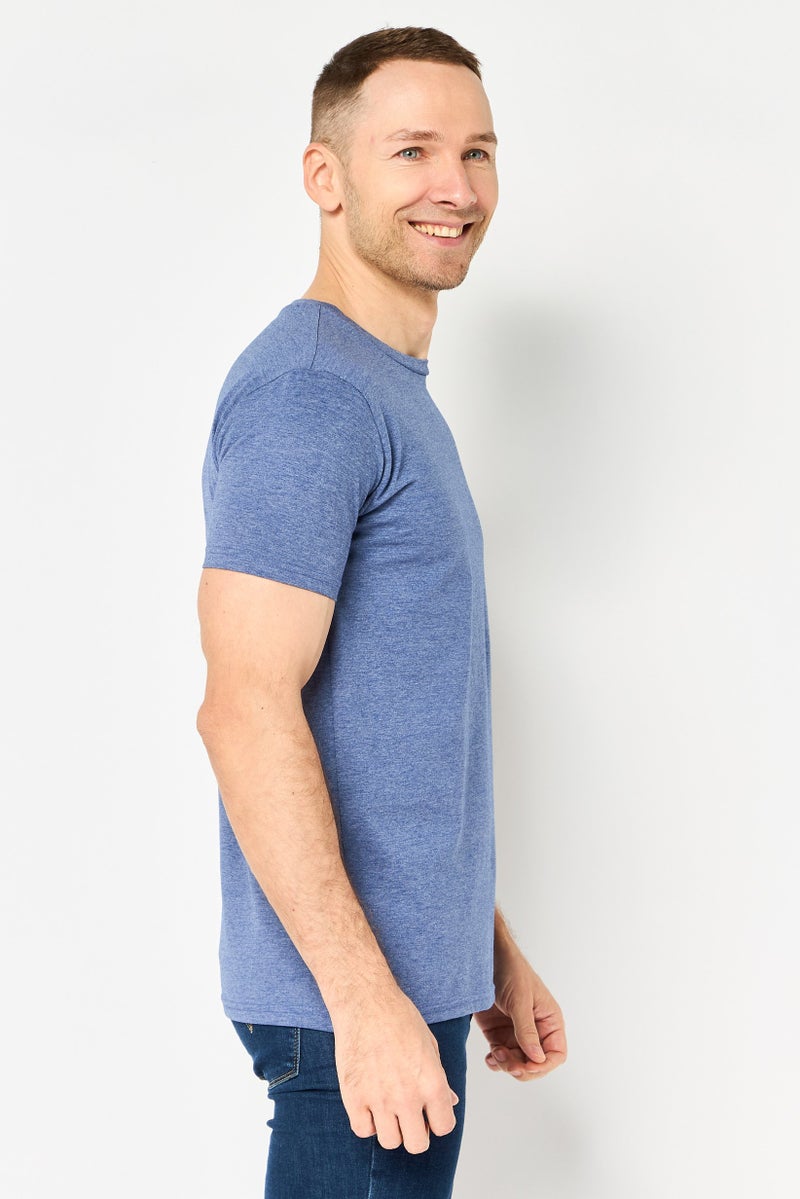 Tailorbyrd Men Crew Neck Short Sleeve Embroidered Logo T-Shirt, Denim Blue - Image 3