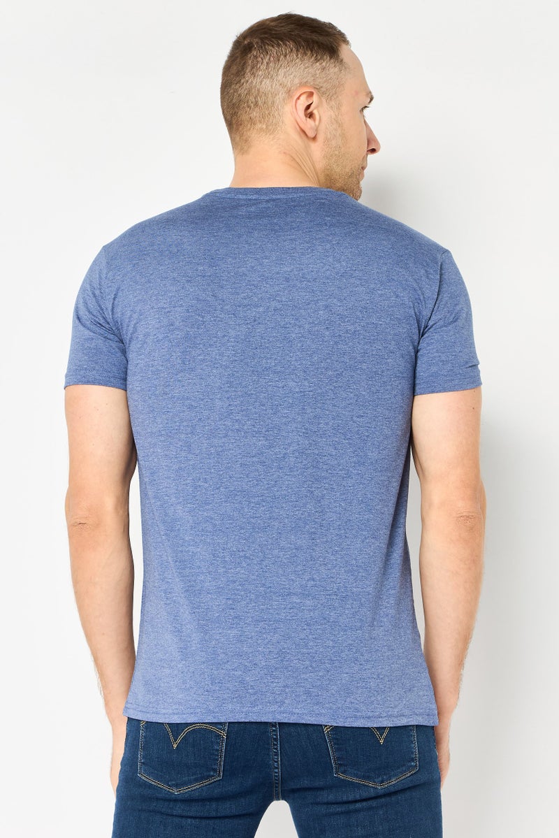 Tailorbyrd Men Crew Neck Short Sleeve Embroidered Logo T-Shirt, Denim Blue - Image 4