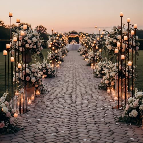 Bigsee Floor Candelabra Tall 9 Arm Candle Holders for Wedding Centerpiece, 60" Black Metal Candlestick for Pillar Tealight Candles for Party Ceremony Aisle Reception - Image 4